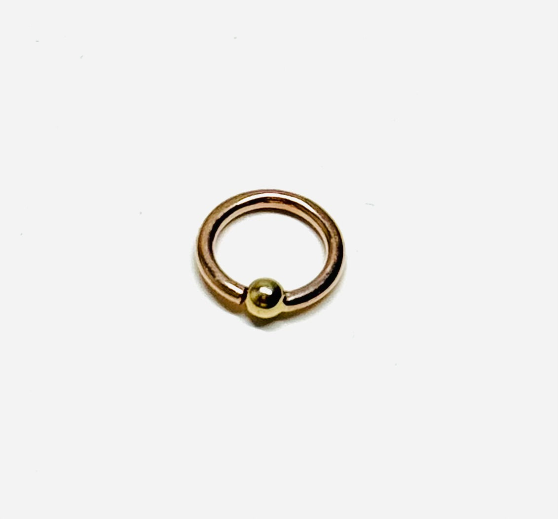 14K- Yellow Gold Seam Ring with center bead